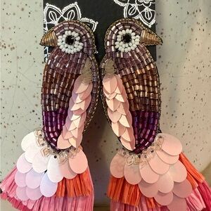 Colorful Beaded Bird Earrings